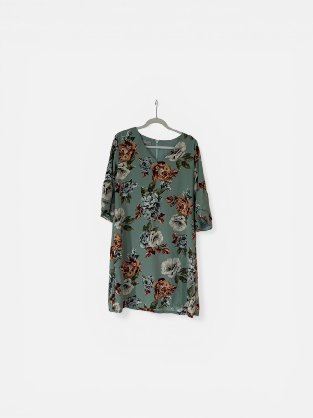 Floral Print Midi Dress in Sage Green